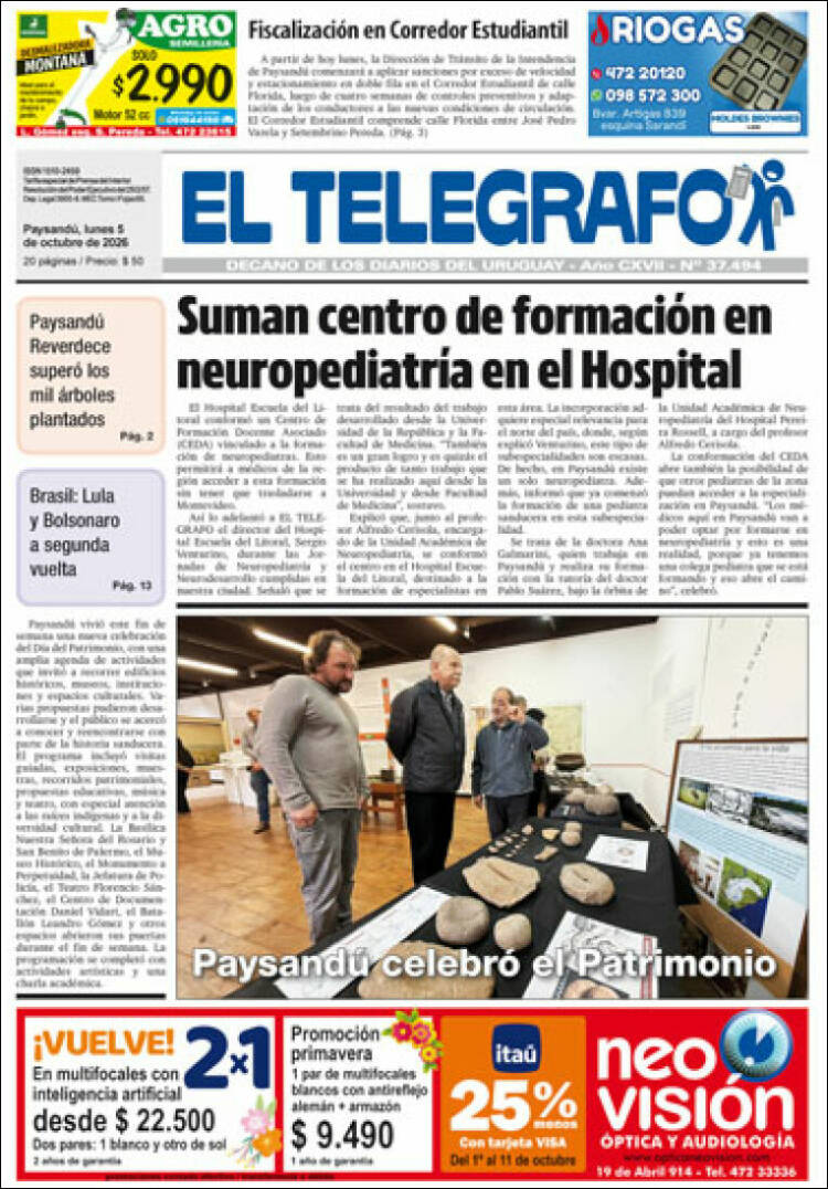 Portada de El Telégrafo (Uruguay)