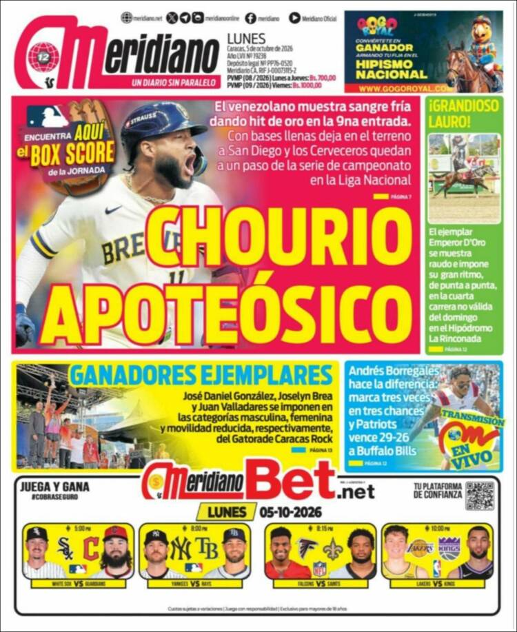 Portada de Meridiano (Venezuela)