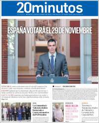 Portada de 20 Minutos - Valencia (Spain)