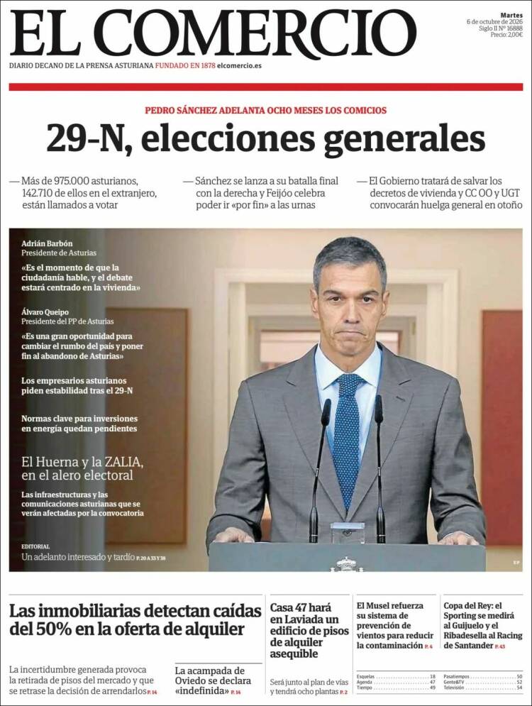 Portada de El Comercio - Gijón (Espa&ntilde;a)