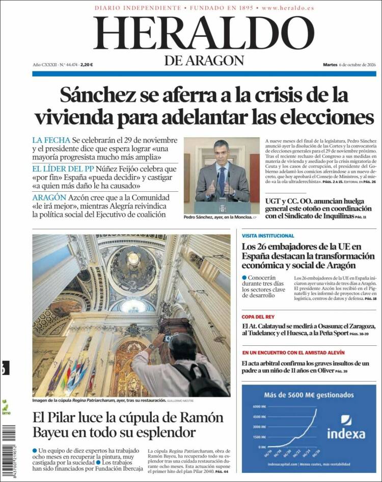 Portada de Heraldo de Aragón (Espa&ntilde;a)