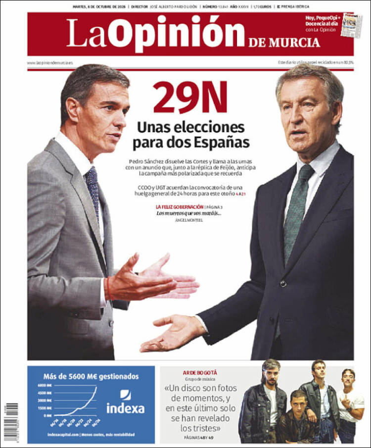 Portada de La Opinión de Murcia (Espa&ntilde;a)