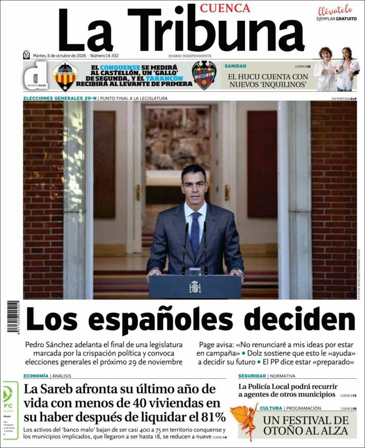 Portada de La Tribuna de Cuenca (Spain)
