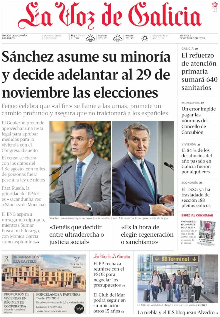 Portada de La Voz de Galicia (Espa&ntilde;a)