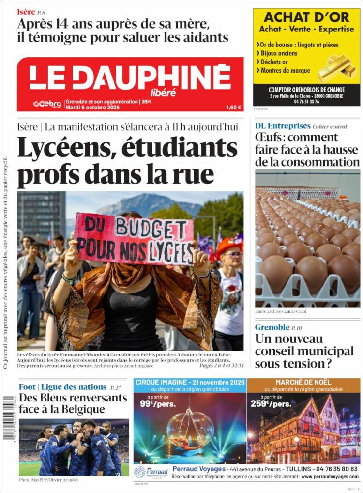 Portada de Le Dauphiné Libéré (Francia)
