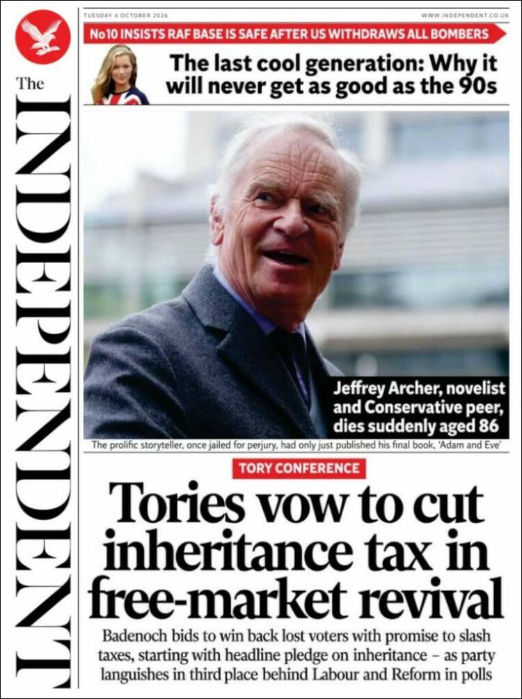 Portada de The Independent (Reino Unido)