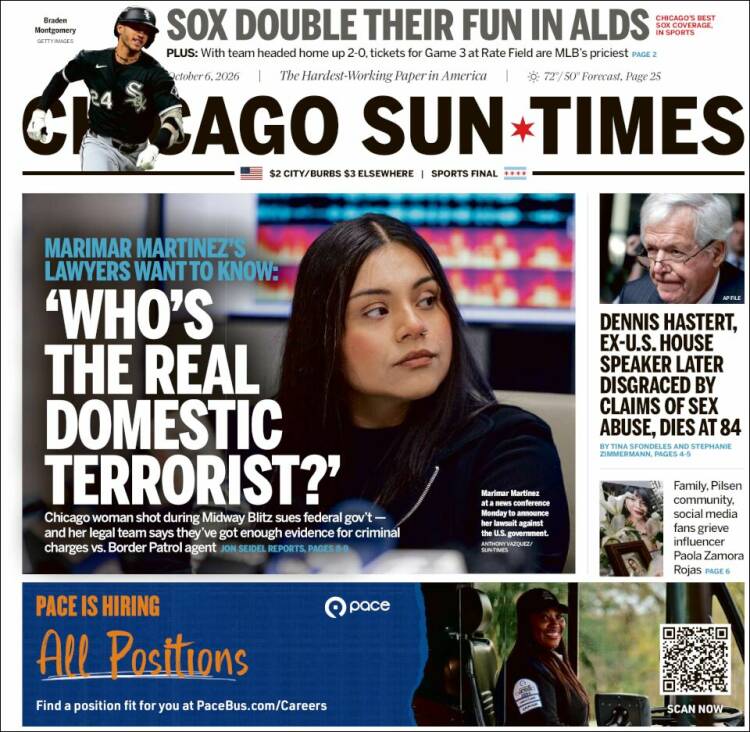 Portada de Chicago Sun-Times (USA)
