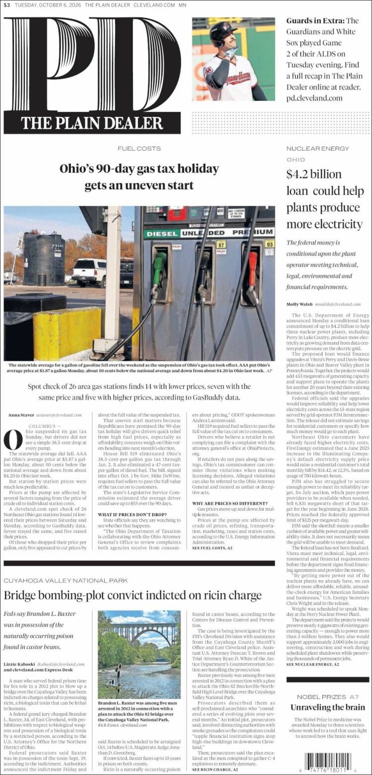 Portada de The Plain Dealer (USA)