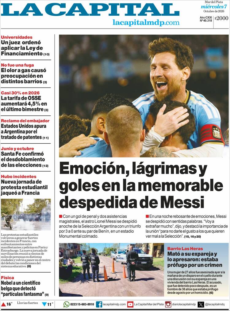 Portada de Diario La Capital - Mar del Plata (Argentina)