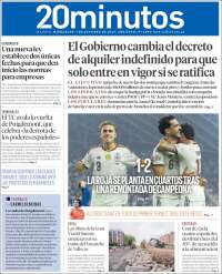 Portada de 20 Minutos - Madrid (Spain)