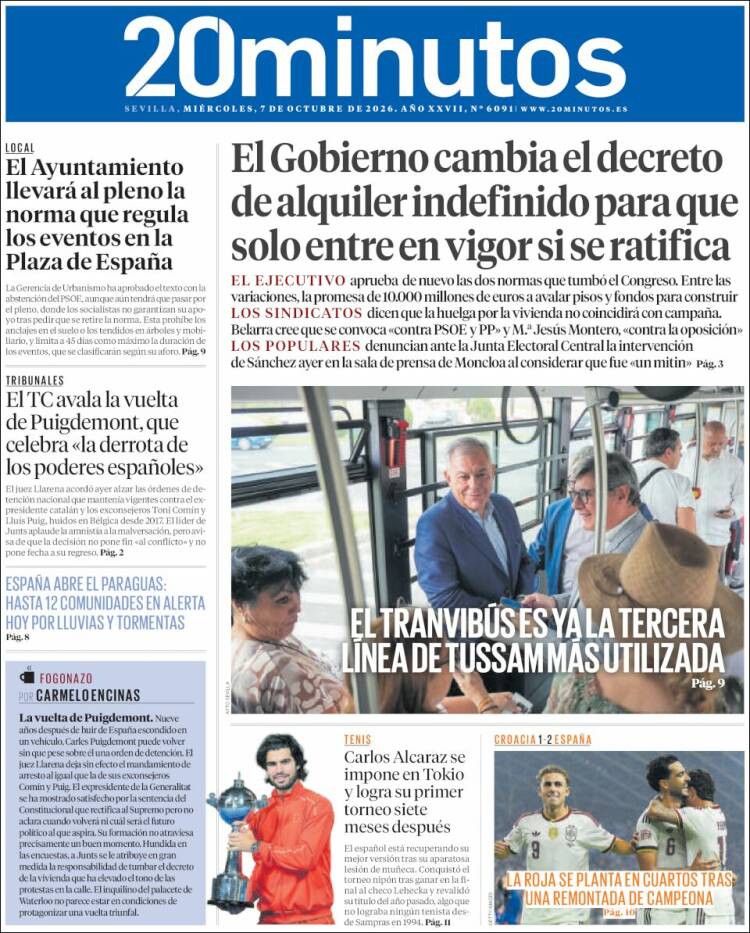 Portada de 20 Minutos - Sevilla (Spain)