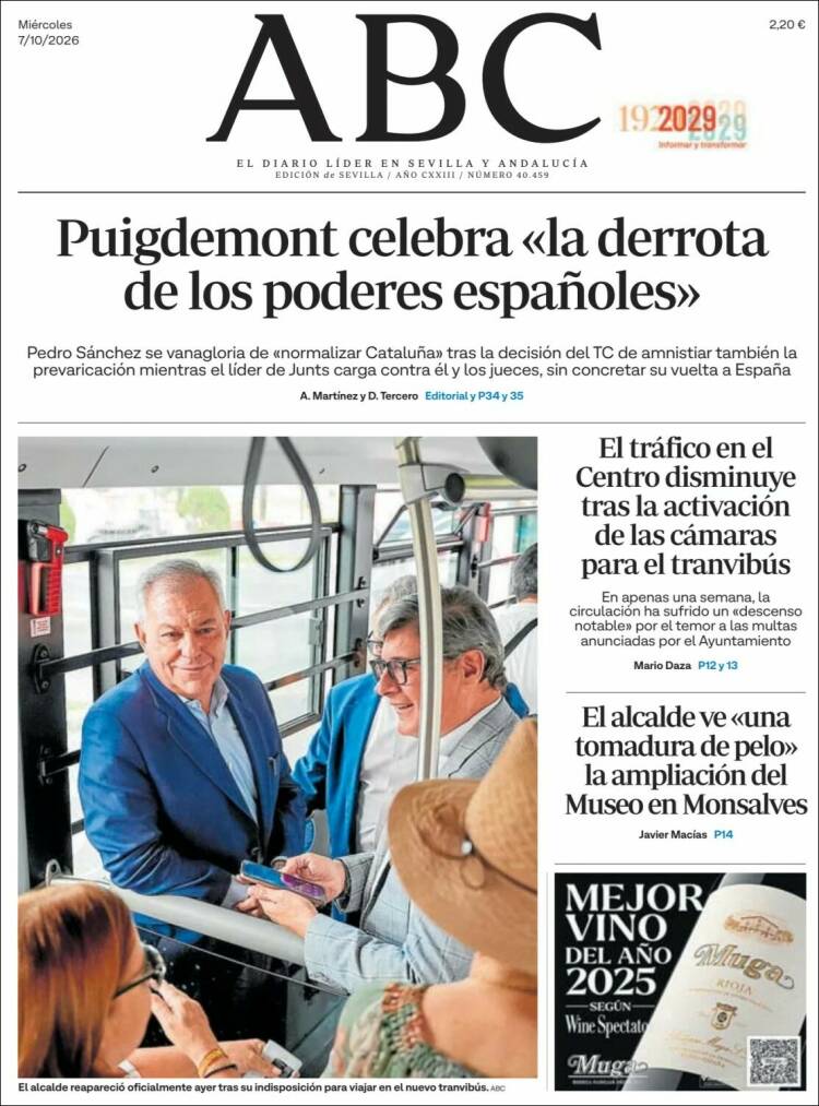 Portada de ABC - Sevilla (Espa&ntilde;a)