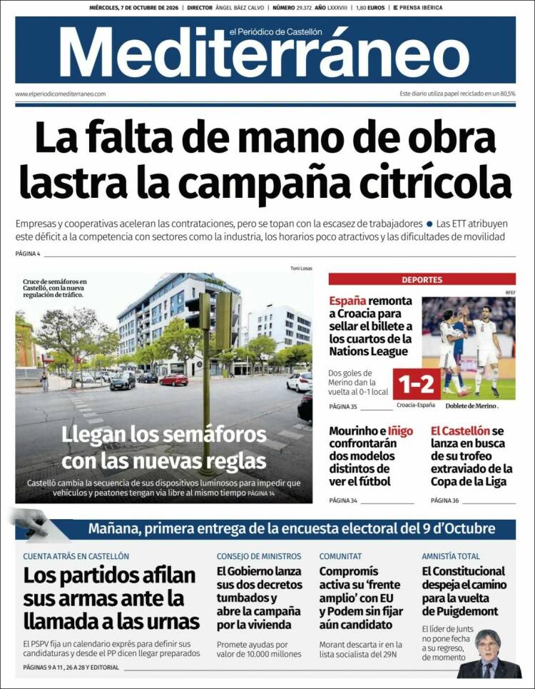 Portada de El Periódico Mediterraneo (Spain)