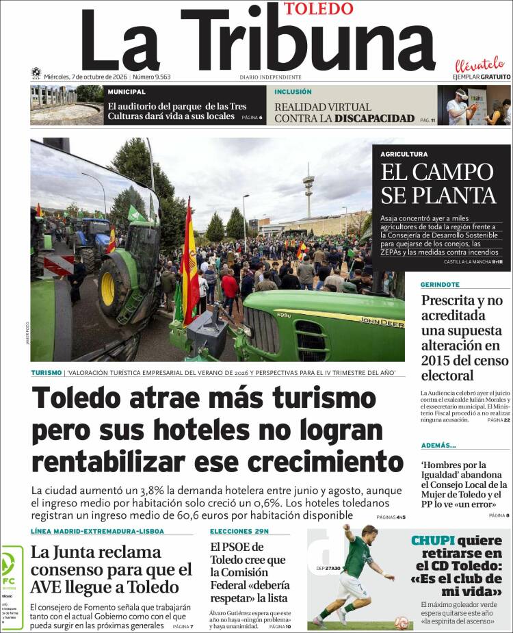 Portada de La Tribuna de Toledo (Espa&ntilde;a)