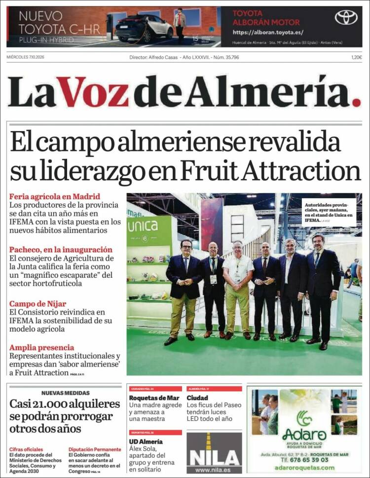 Portada de La Voz de Almería (Espa&ntilde;a)