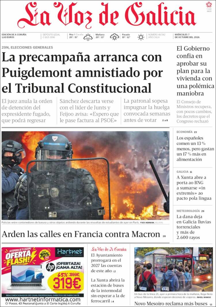 Portada de La Voz de Galicia (Espa&ntilde;a)