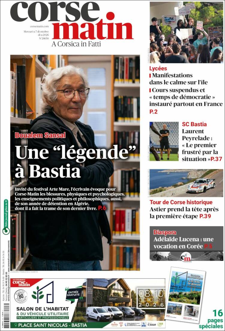 Portada de Corse-Matin (Francia)