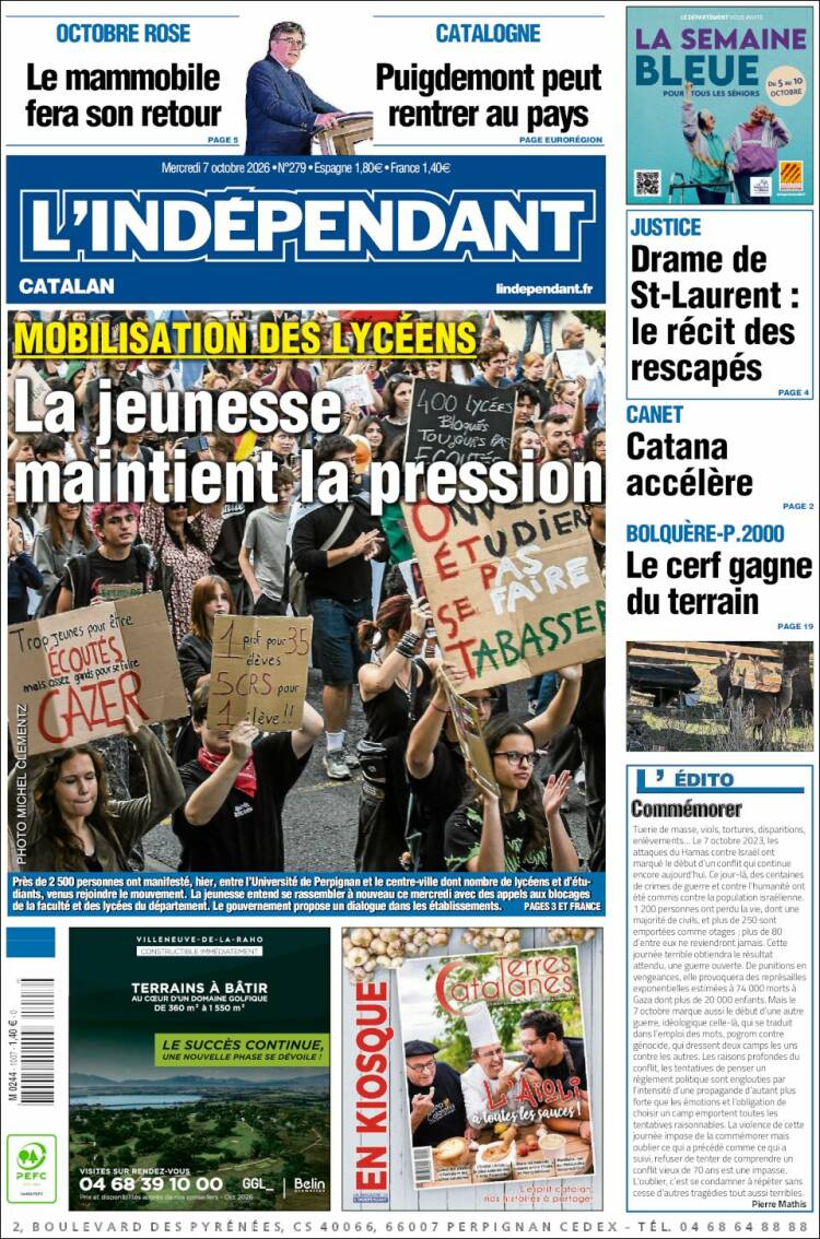 Portada de Le Indépendant (Francia)