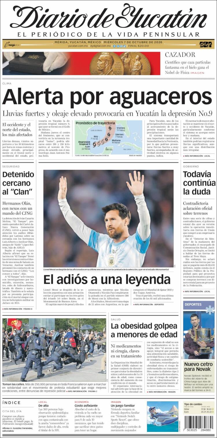 Portada de Diario de Yucatán (M&eacute;xico)