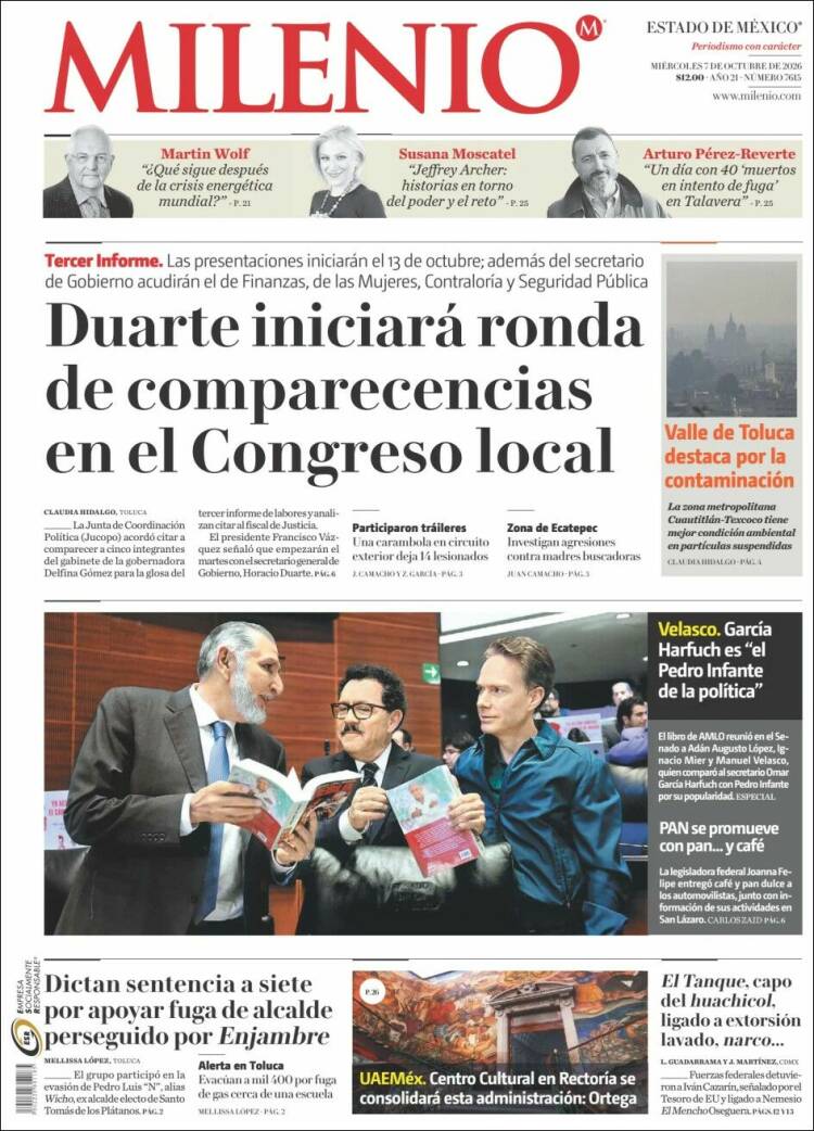 Portada de Milenio - Estado de México (M&eacute;xico)