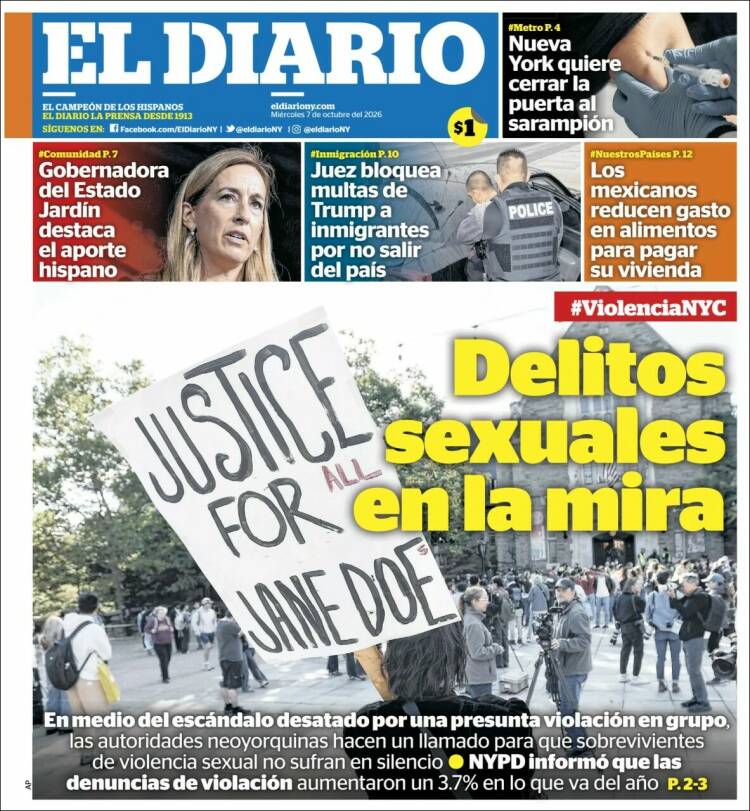 Portada de El Diario NY (USA)