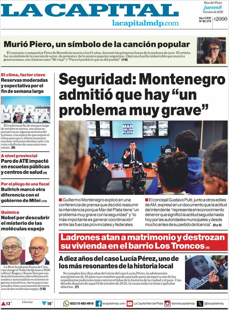 Portada de Diario La Capital - Mar del Plata (Argentina)