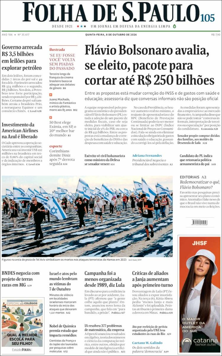 Portada de Folha de São Paulo (Brasil)