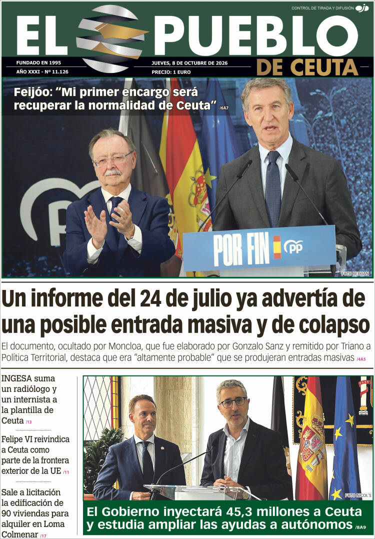Portada de El Pueblo de Ceuta (Espa&ntilde;a)