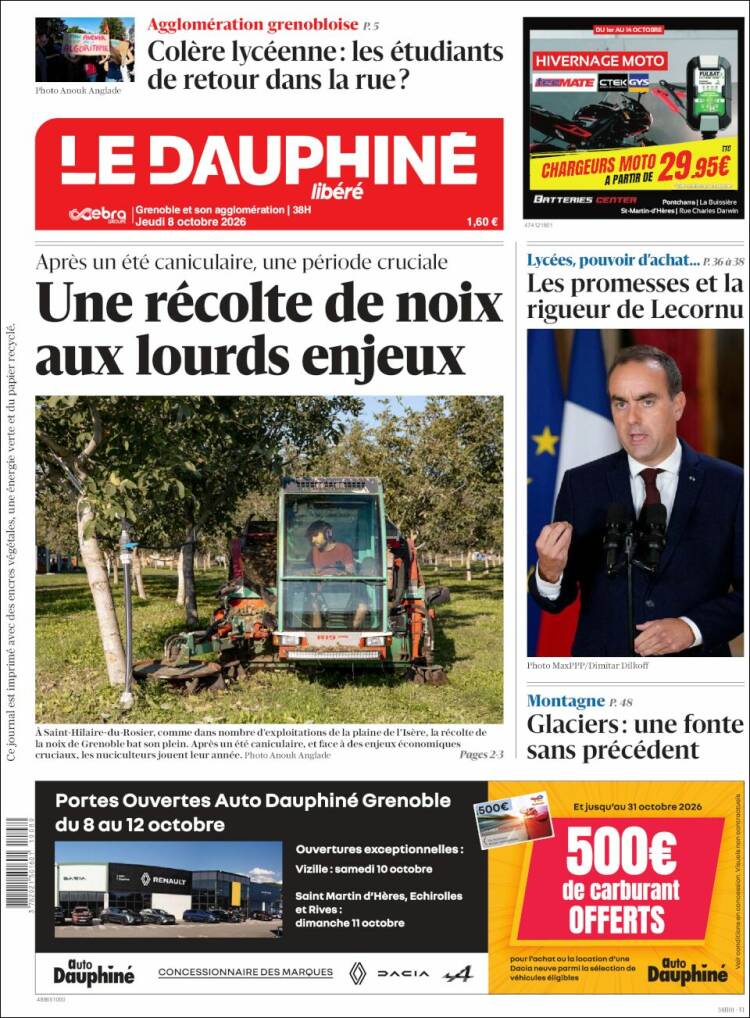 Portada de Le Dauphiné Libéré (Francia)
