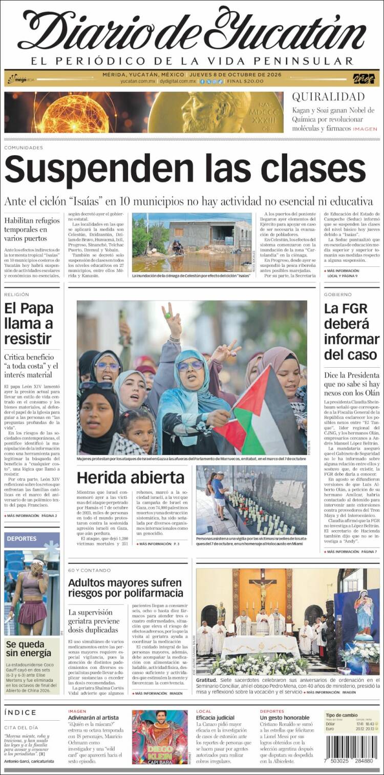 Portada de Diario de Yucatán (M&eacute;xico)