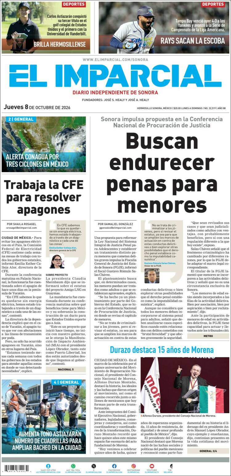 Portada de El Imparcial (M&eacute;xico)