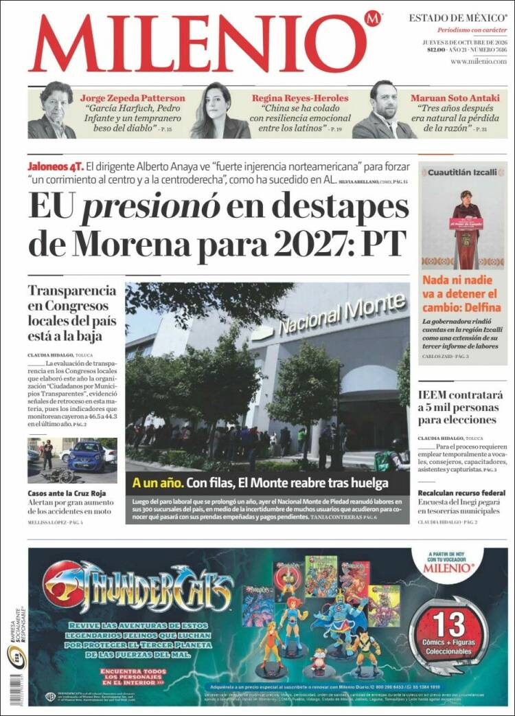 Portada de Milenio - Estado de México (M&eacute;xico)