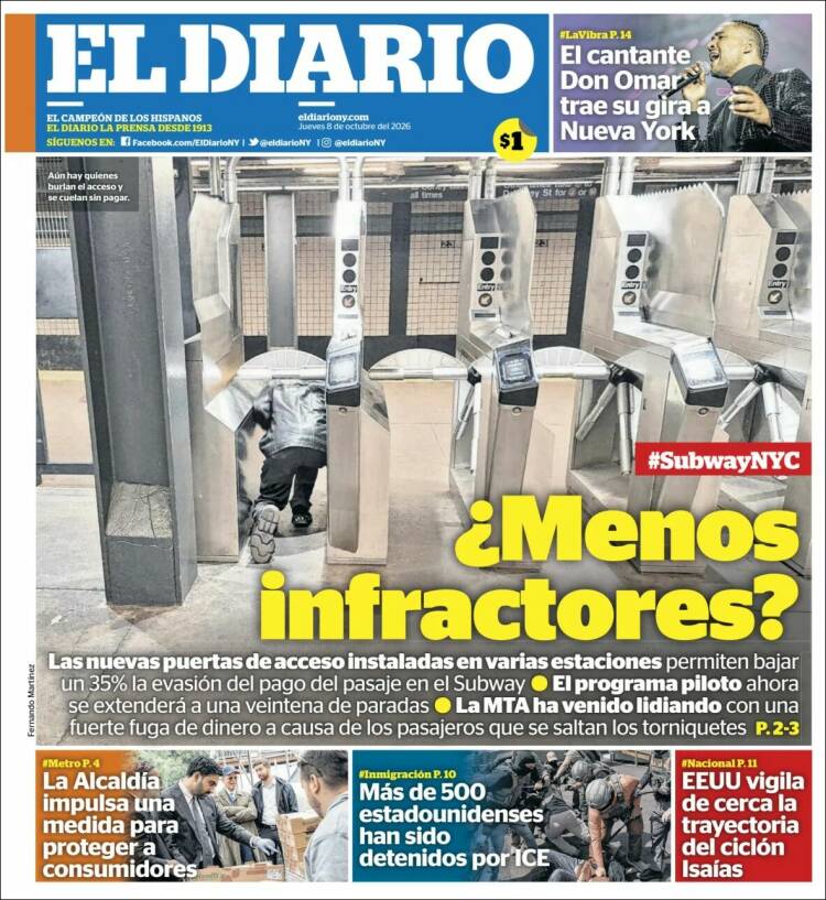 Portada de El Diario NY (USA)