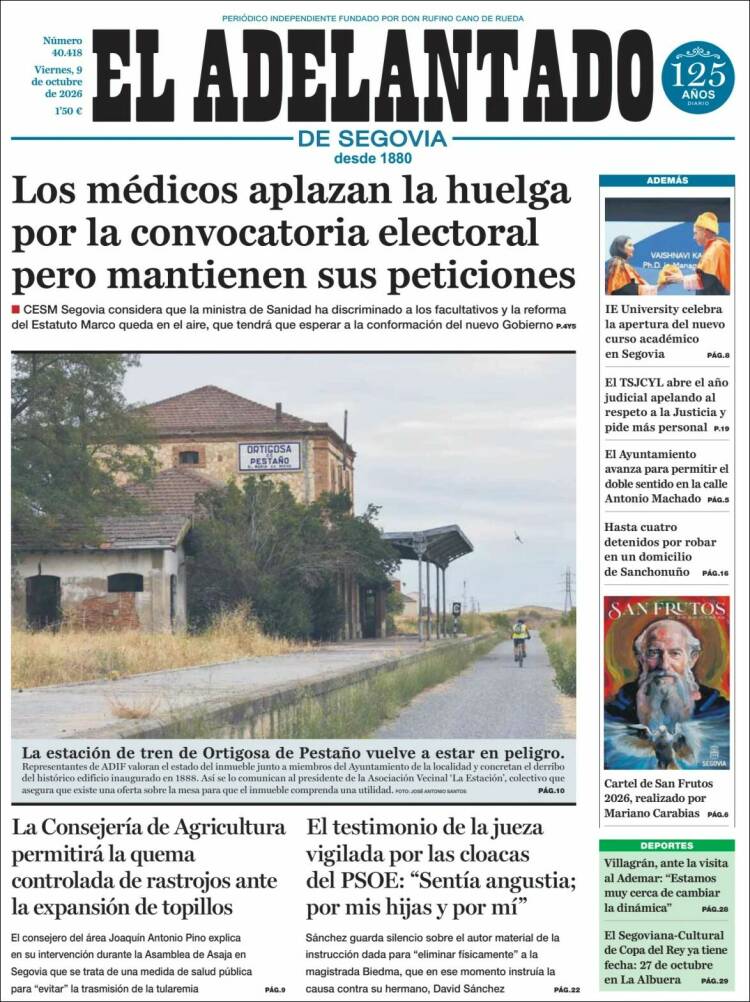 Portada de El Adelantado de Segovia (Espa&ntilde;a)