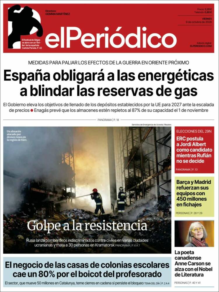 Portada de El Periódico (Espa&ntilde;a)
