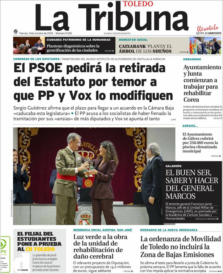 Portada de La Tribuna de Toledo (Spain)