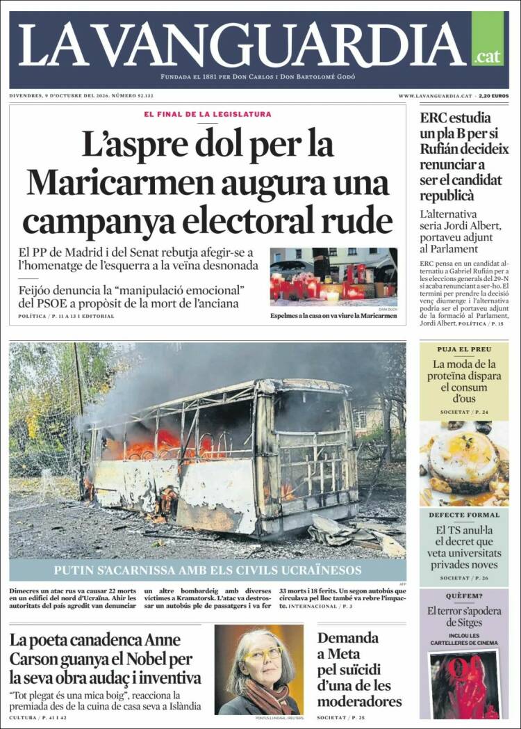 Portada de La Vanguardia (Espa&ntilde;a)