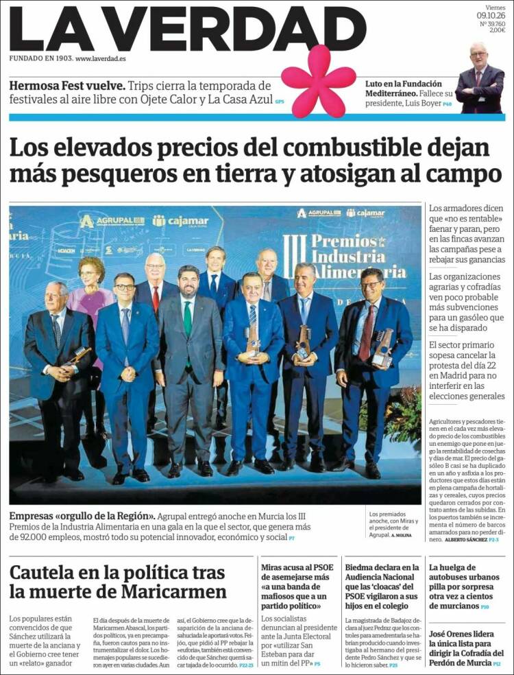 Portada de La Verdad de Murcia (Espa&ntilde;a)