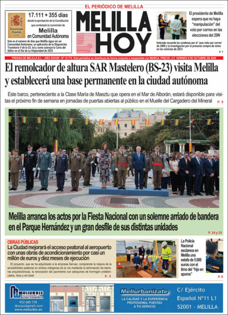 Portada de Melilla Hoy (Spain)