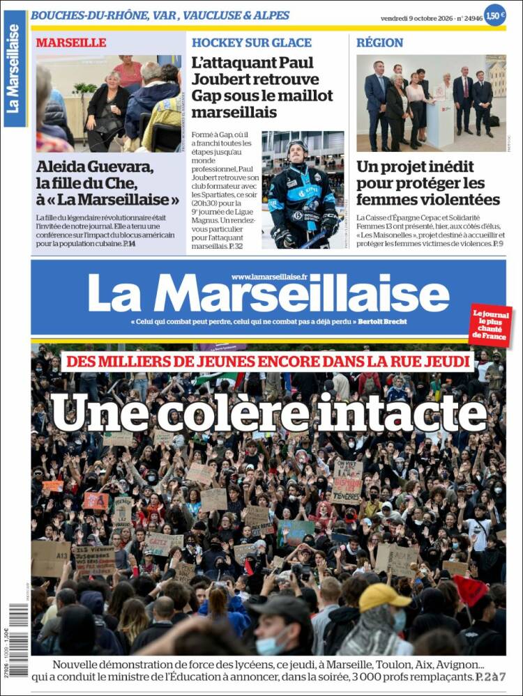Portada de La Marseillaise (Francia)