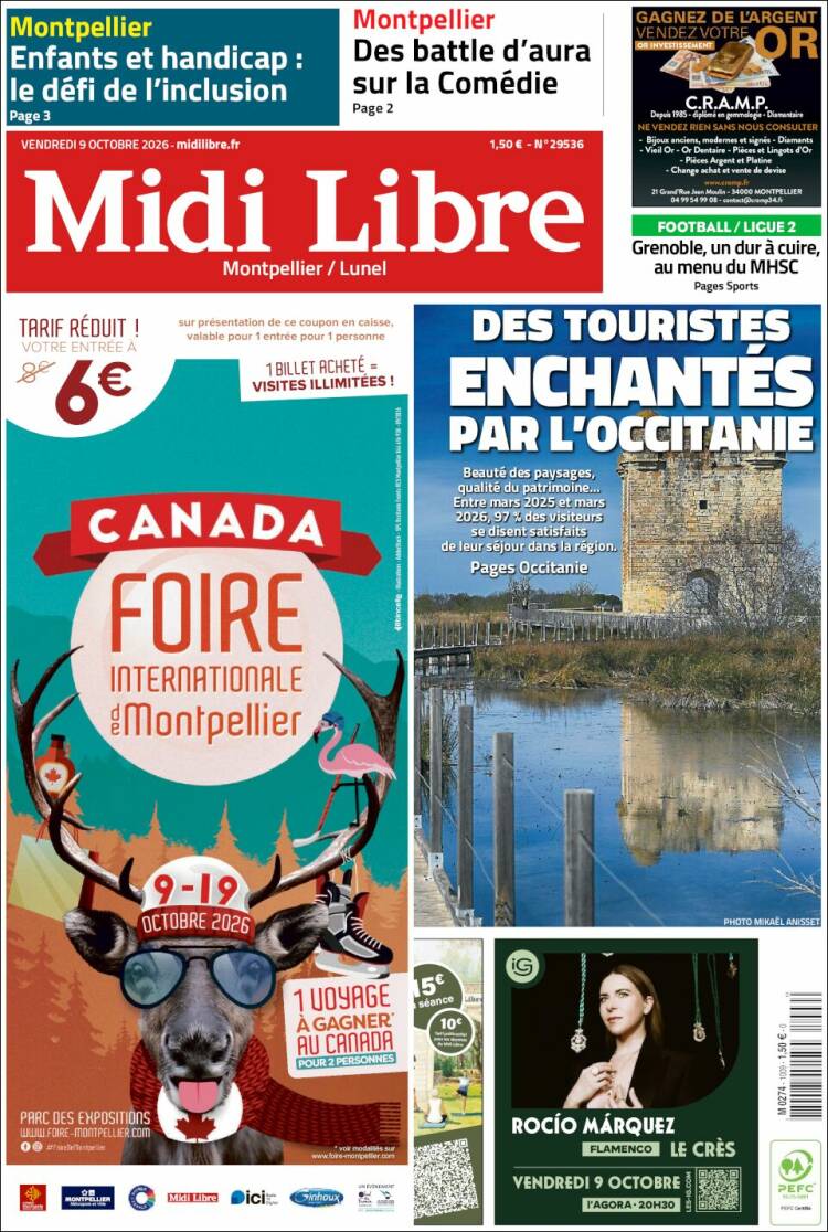 Portada de Midi Libre (Francia)