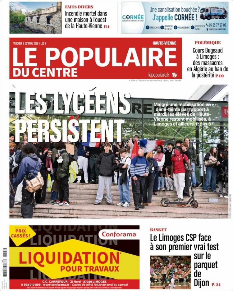 Portada de Le Populaire du Centre (Francia)