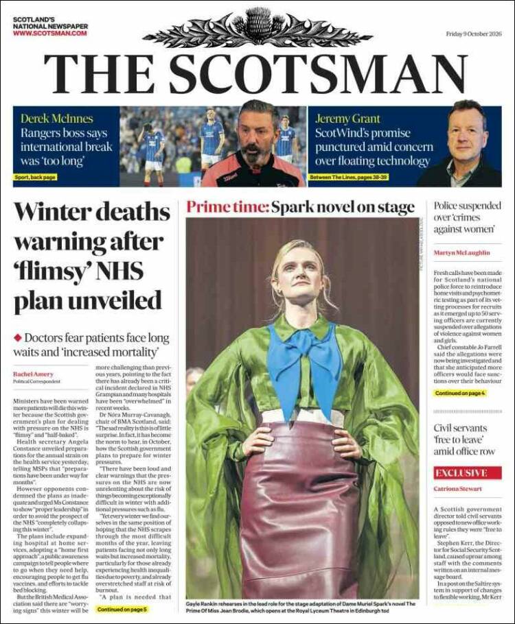 Portada de The Scotsman (Reino Unido)
