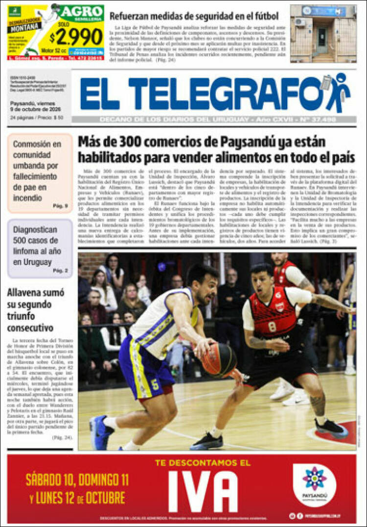 Portada de El Telégrafo (Uruguay)