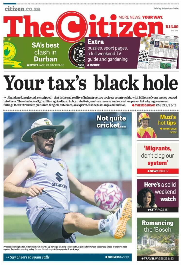Portada de The Citizen (Sud&aacute;frica)