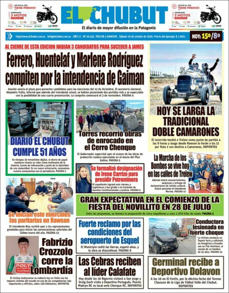 Portada de El Chubut (Argentina)