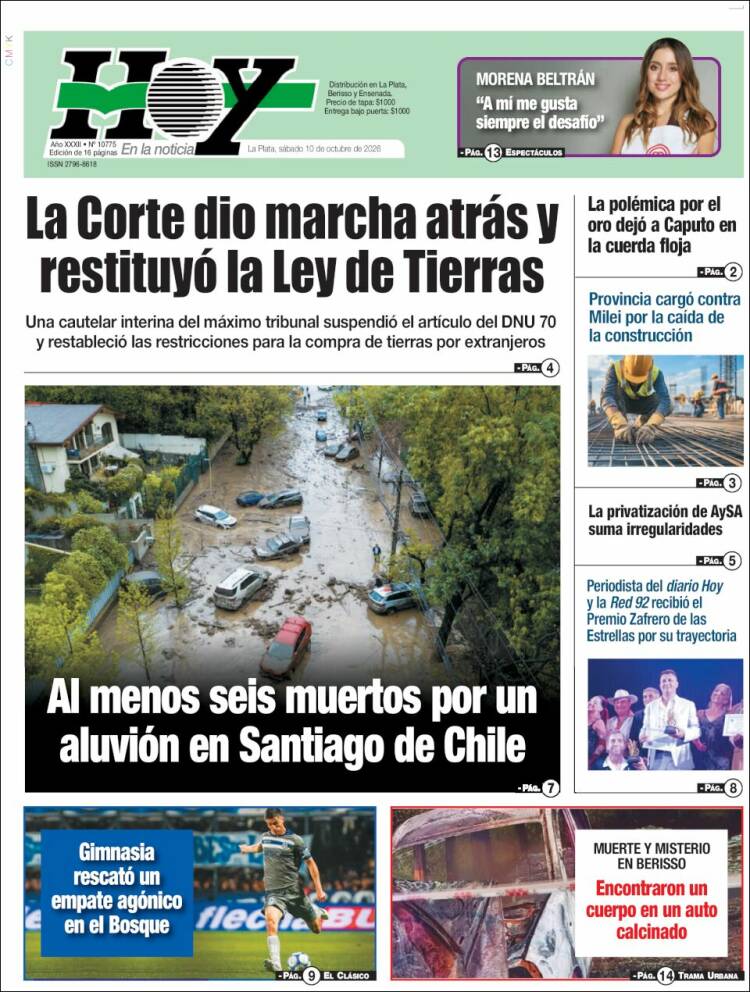 Portada de Diario Hoy (Argentina)