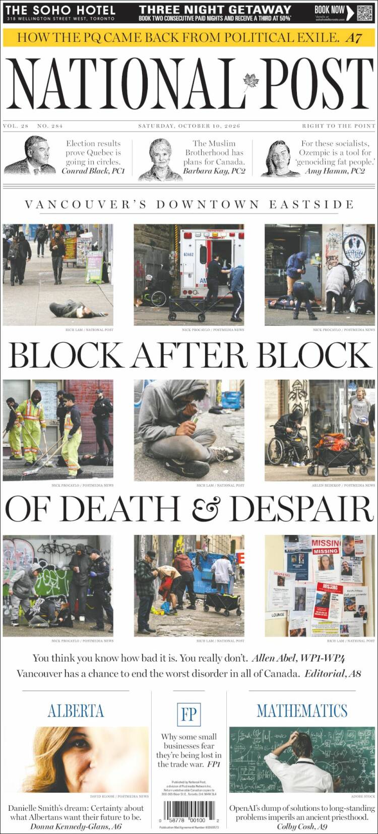 Portada de The National Post (Canad&aacute;)