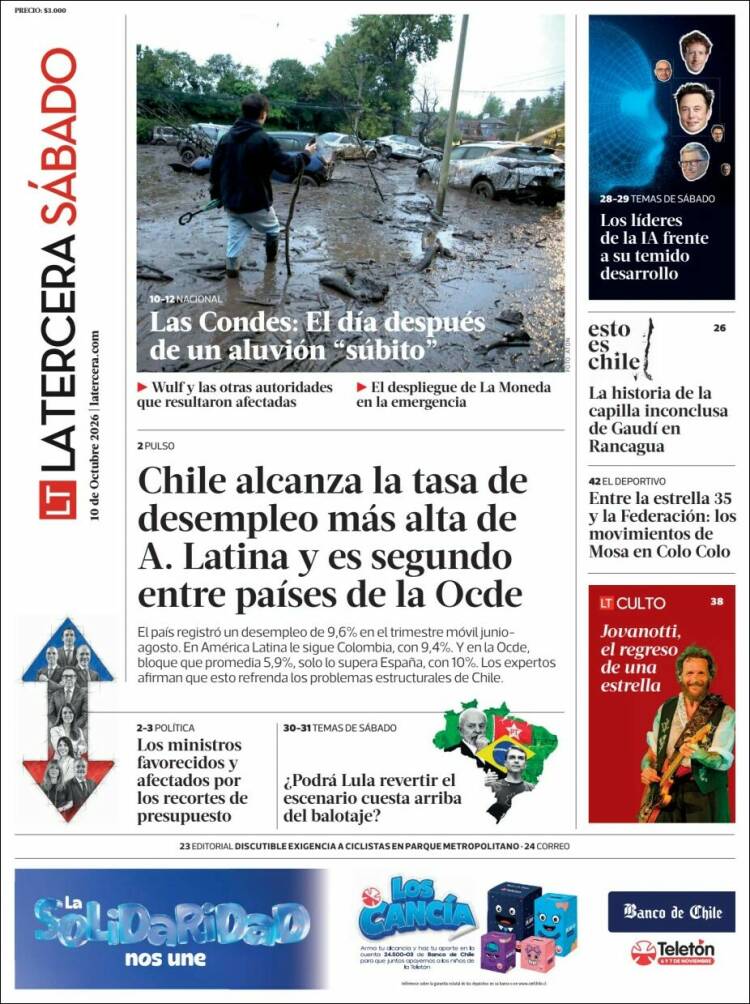 Portada de La Tercera (Chile)