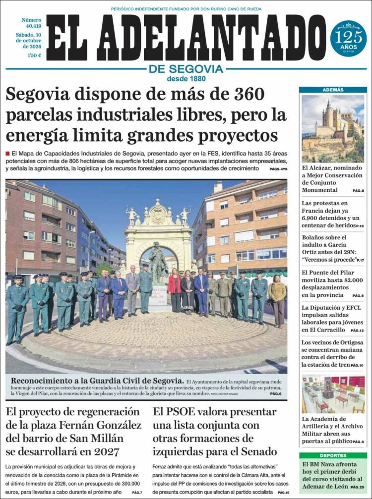 Portada de El Adelantado de Segovia (Espa&ntilde;a)